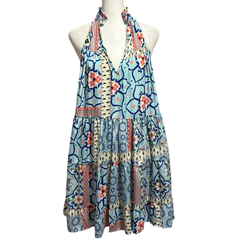 Paani Size S Babydoll Mini Dress Sleeveless Tiered Boho Indie FLAW
